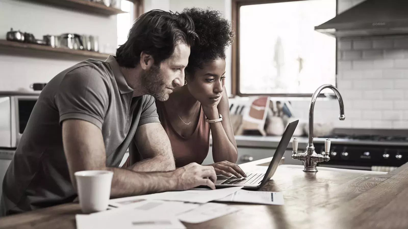 Couple doing research